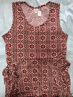 LuLaRoe Nicki Dress Sleeveless Floral Print Burgundy and Cream Women's Size 3XL